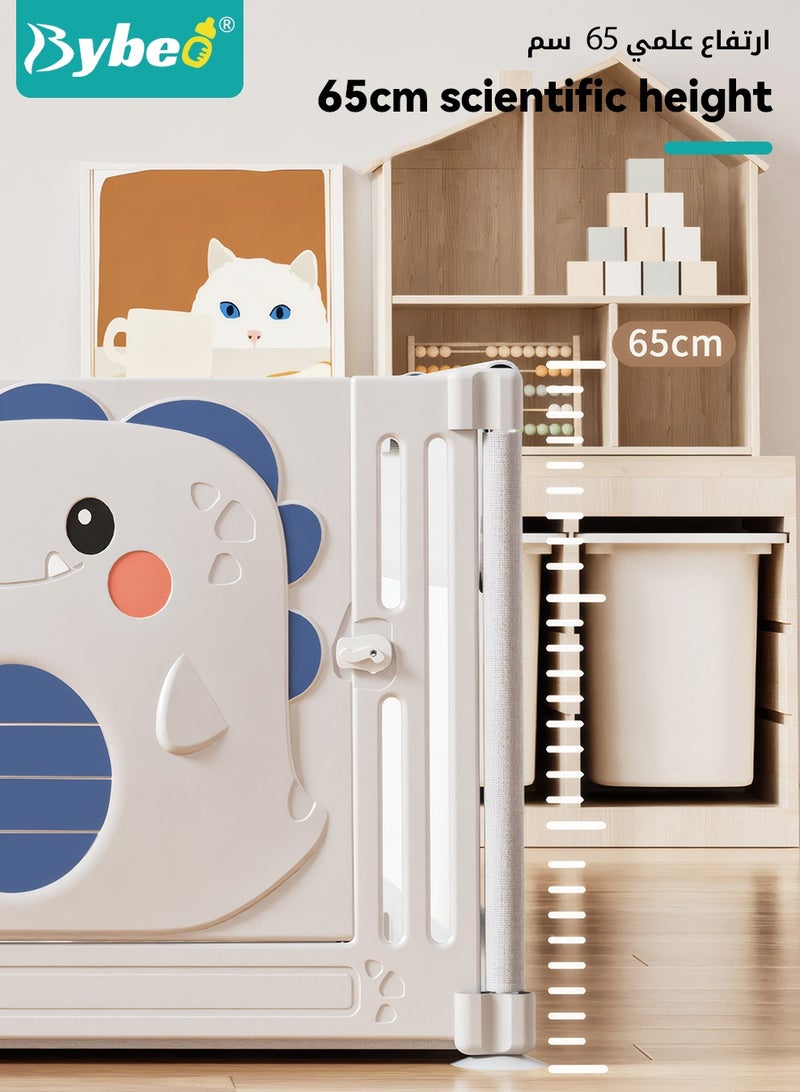 Bybeo Baby Playpen Fence with Door, Portable Baby Playards for Toddlers, Safety Infant Activity Center, Sturdy Play Area with Drawing Board, Basketball Ball and Hoop, 60 Ocean Balls, 2 Pull Rings, 180x200cm - Image 4